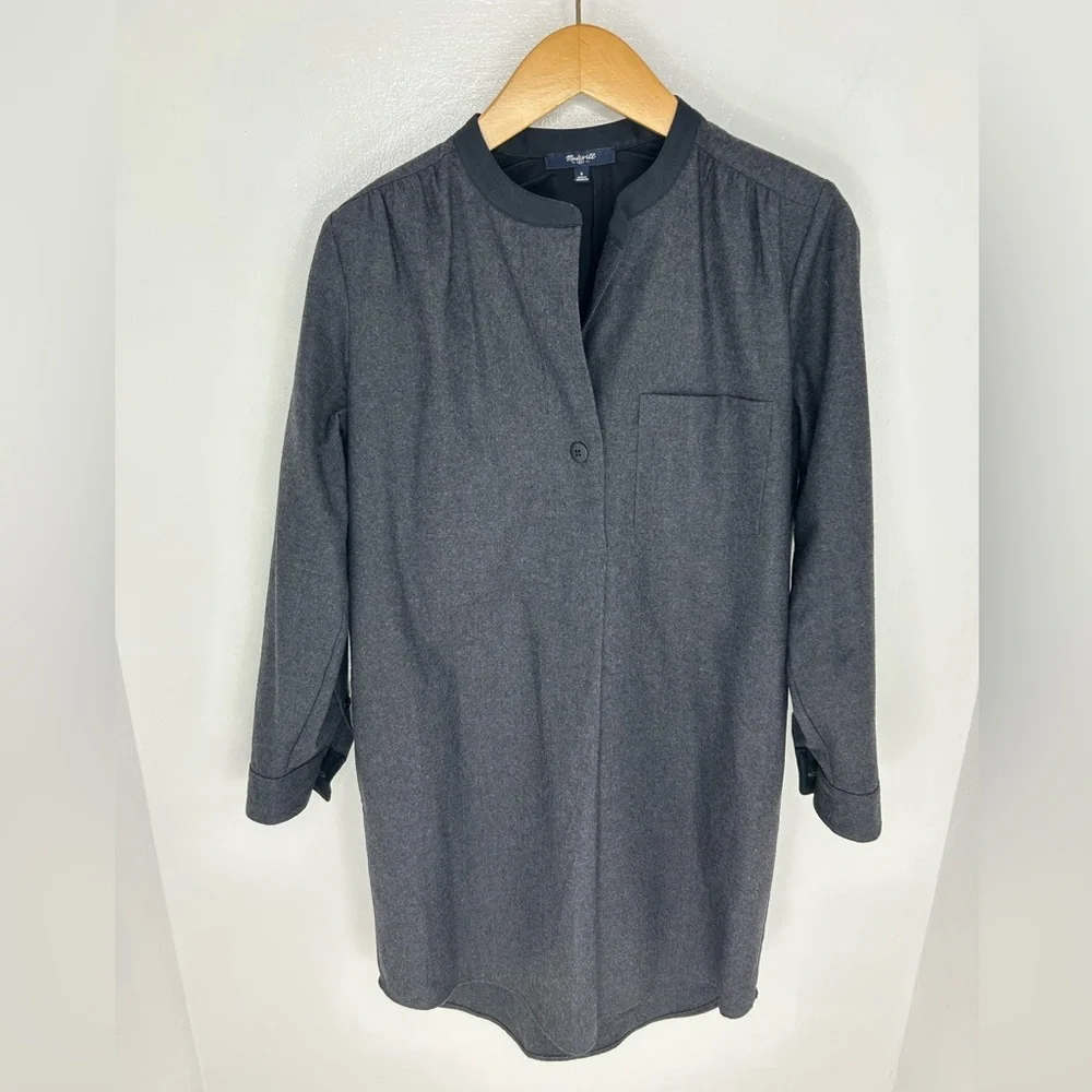 Madewell Latitude Shirt Shift Dress Size Small Pockets Wool Blend Lined Office - Picture 2 of 10